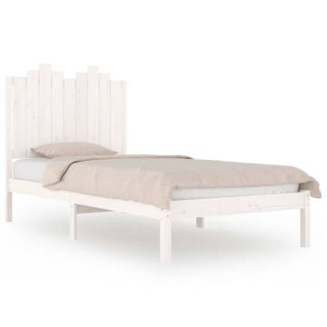 White Solid Wood Pine Bed Frame 90x190 cm - Single | HipoMarket