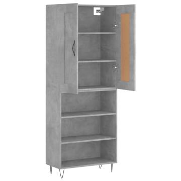 Stylish Highboard Concrete Grey - 69.5x34x180 cm Engineered Wood