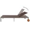 Double Sun Lounger with Wheels - Poly Rattan Brown