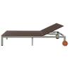 Double Sun Lounger with Wheels - Poly Rattan Brown