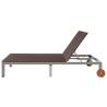 Double Sun Lounger with Wheels - Poly Rattan Brown