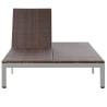 Double Sun Lounger with Wheels - Poly Rattan Brown