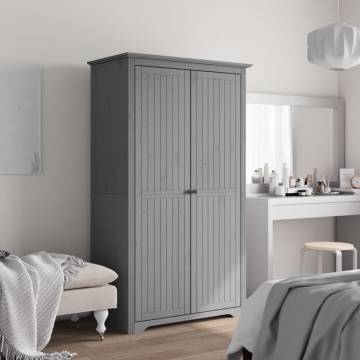 Wardrobe BODO Grey - Classic Solid Pine Wardrobe | HipoMarket