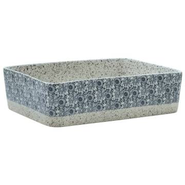 Elegant Grey & Blue Ceramic Countertop Basin | 46x35.5x13 cm