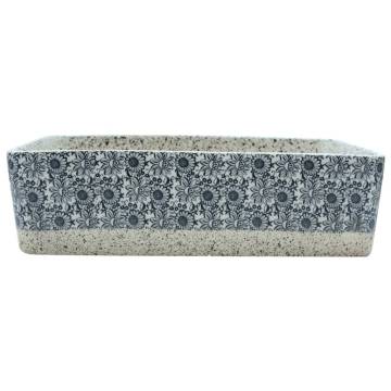 Elegant Grey & Blue Ceramic Countertop Basin | 46x35.5x13 cm