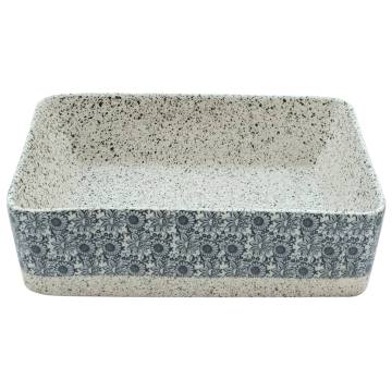 Elegant Grey & Blue Ceramic Countertop Basin | 46x35.5x13 cm