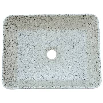 Elegant Grey & Blue Ceramic Countertop Basin | 46x35.5x13 cm