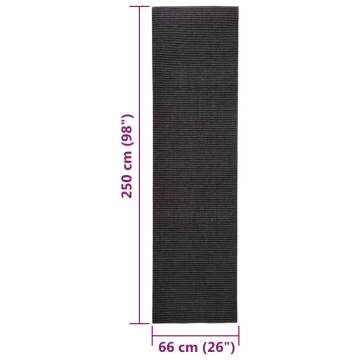 Durable Black Sisal Rug for Cats - 66x250 cm Scratching Post