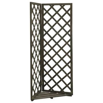 Corner Trellis Planter Grey 50x50x145 cm - Solid Firwood