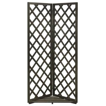 Corner Trellis Planter Grey 50x50x145 cm - Solid Firwood