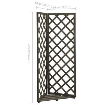 Corner Trellis Planter Grey 50x50x145 cm - Solid Firwood