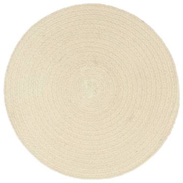 Handmade Cotton Placemats - 4 pcs Round Natural 38 cm