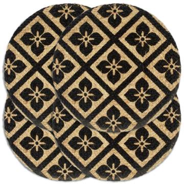 Handwoven Black Jute Placemats - 4 pcs - 38 cm Round