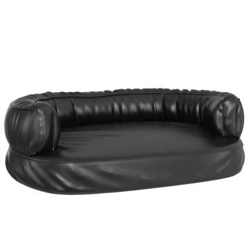 Ergonomic Foam Dog Bed - Black Faux Leather 60x42 cm