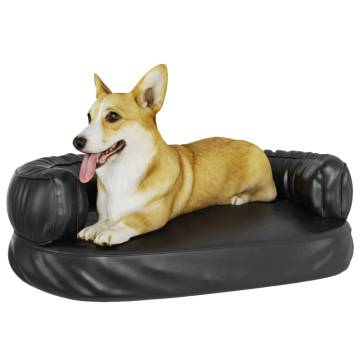 Ergonomic Foam Dog Bed - Black Faux Leather 60x42 cm