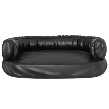 Ergonomic Foam Dog Bed - Black Faux Leather 60x42 cm