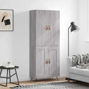 Elegant Highboard Grey Sonoma | 69.5x34x180 cm - Hipomarket