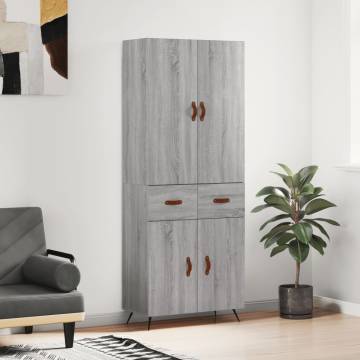 Stylish Highboard Grey Sonoma - 69.5x34x180 cm Engineered Wood