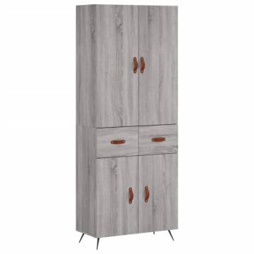 Stylish Highboard Grey Sonoma - 69.5x34x180 cm Engineered Wood