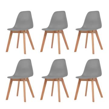 Elegant Grey Plastic Dining Chairs - Set of 6 | Hipomarket