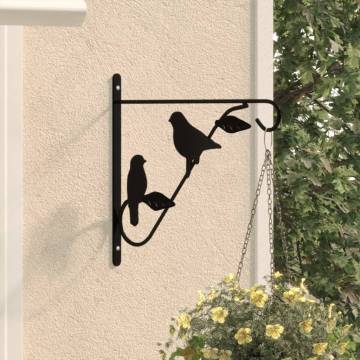 Hanging Basket Brackets 4 pcs Black Steel - Elegant & Durable