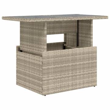 Light Grey Garden Table with Glass Top - Durable & Stylish