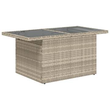 Light Grey Garden Table with Glass Top - Durable & Stylish