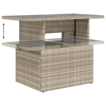 Light Grey Garden Table with Glass Top - Durable & Stylish