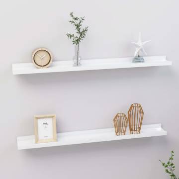 High Gloss White Wall Shelves 2 pcs - 80x9x3 cm | Hipo Market