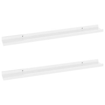 High Gloss White Wall Shelves 2 pcs - 80x9x3 cm | Hipo Market