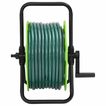 Free Standing Green Hose Reel with Fitting Set - 50m PVC