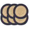  Placemats 6 pcs Natural and Navy Blue 38 cm Jute and Cotton Colour navy blue Quantity in Package 6 Material jute and cotton 