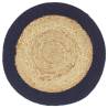 Handmade Jute & Cotton Placemats - 6 pcs Natural & Navy Blue