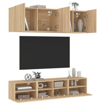 5 Piece TV Wall Units in Sonoma Oak - Space Saving Solution