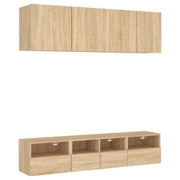 5 Piece TV Wall Units in Sonoma Oak - Space Saving Solution