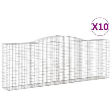 Arched Gabion Baskets 10 pcs - Galvanised Iron Garden Barriers