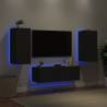 3 Piece TV Wall Cabinets with LED Lights - Black | HipoMarket