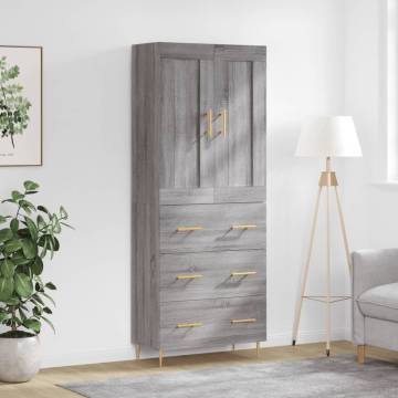 Stylish Grey Sonoma Highboard - Engineered Wood Storage