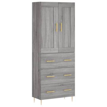 Stylish Grey Sonoma Highboard - Engineered Wood Storage