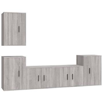 5 Piece Grey Sonoma TV Cabinet Set | Stylish Storage Solution