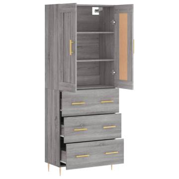 Stylish Grey Sonoma Highboard - Engineered Wood Storage