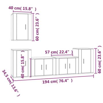 5 Piece Grey Sonoma TV Cabinet Set | Stylish Storage Solution