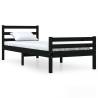 Black Solid Wood Bed Frame 100x200 cm - Modern Design