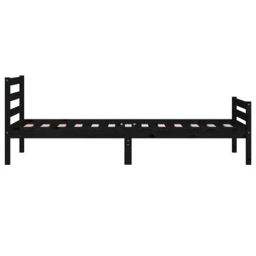 Black Solid Wood Bed Frame 100x200 cm - Modern Design