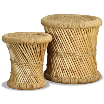 Stools 2 pcs Bamboo and Jute - Natural Charm for Any Setting