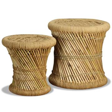 Stools 2 pcs Bamboo and Jute - Natural Charm for Any Setting