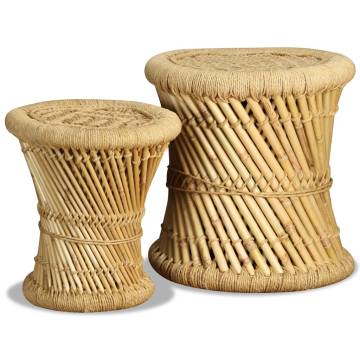 Stools 2 pcs Bamboo and Jute - Natural Charm for Any Setting