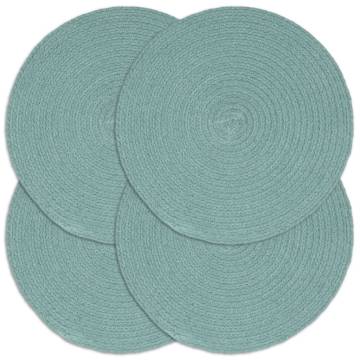 Handmade Round Cotton Placemats - 4 pcs Plain Green - 38 cm