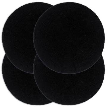 4 pcs Round Black Cotton Placemats - Handmade & Unique