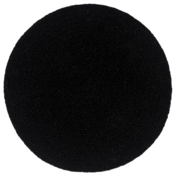 4 pcs Round Black Cotton Placemats - Handmade & Unique